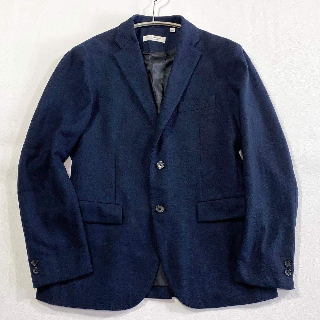 ビューティアンドユース✨サキソニー　セットアップスーツ　ネイビー　ヘリンボーンM