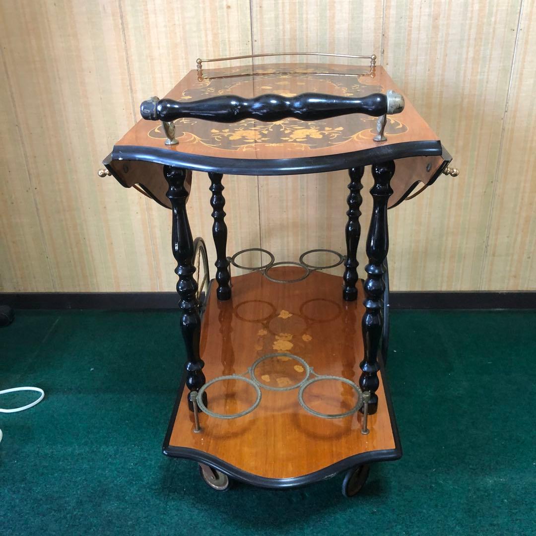 イタリア製　バタフライキッチンワゴン　アンティーク　ワゴン　ビンテージ　象嵌細工