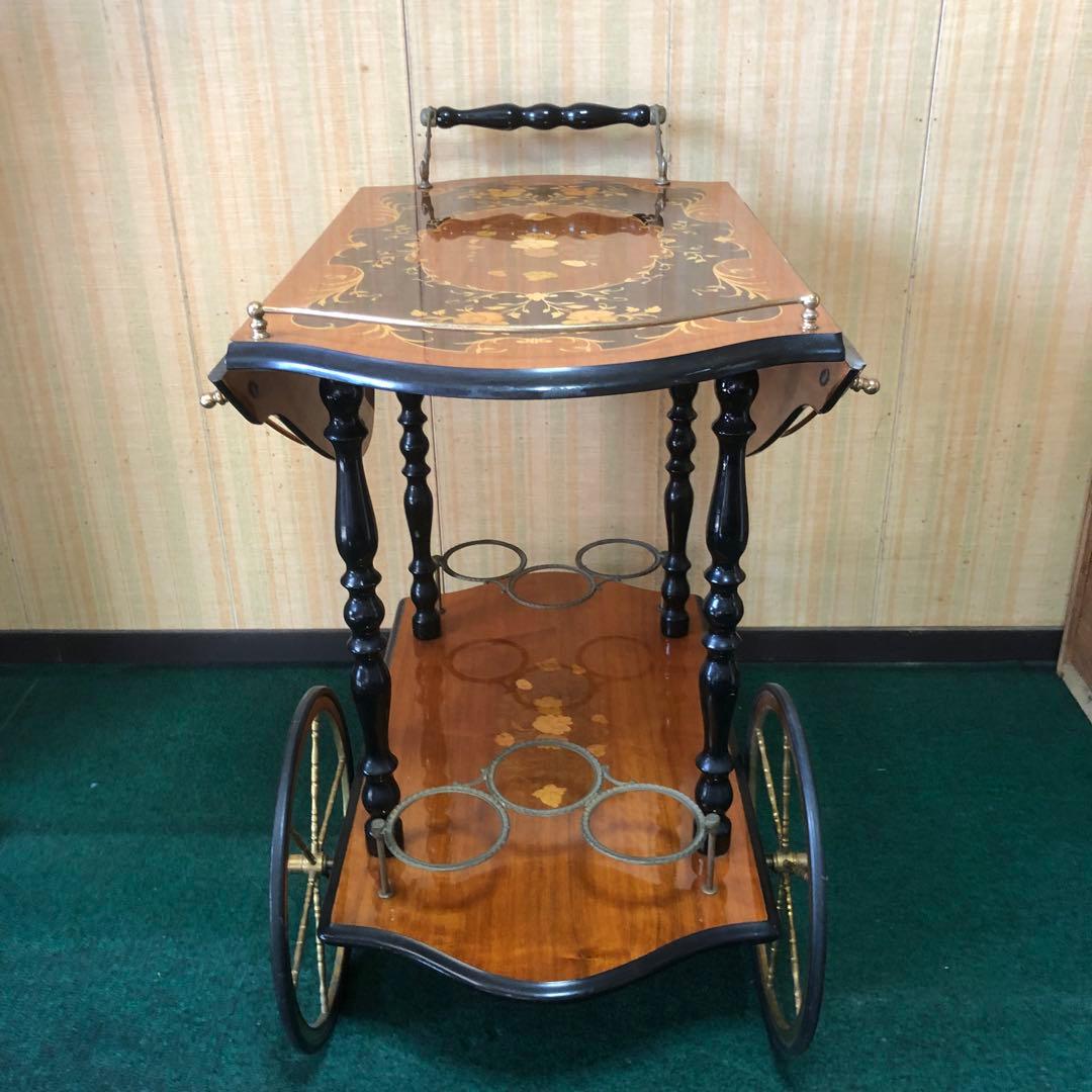 イタリア製　バタフライキッチンワゴン　アンティーク　ワゴン　ビンテージ　象嵌細工