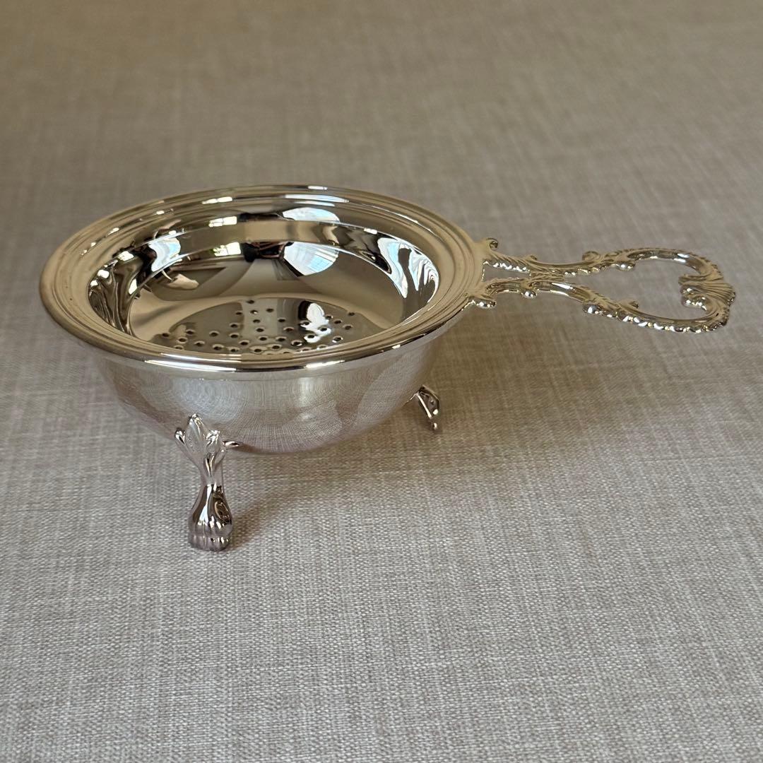 イタリア製 猫脚 シルバープレート ティーストレーナー Greggio