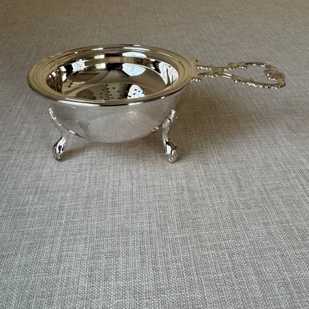 イタリア製 猫脚 シルバープレート ティーストレーナー Greggio