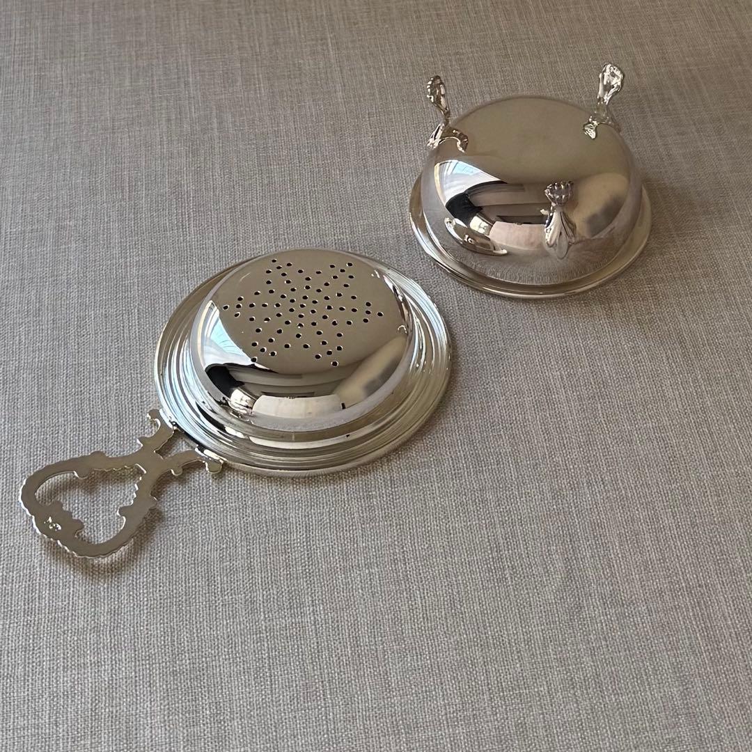 イタリア製 猫脚 シルバープレート ティーストレーナー Greggio