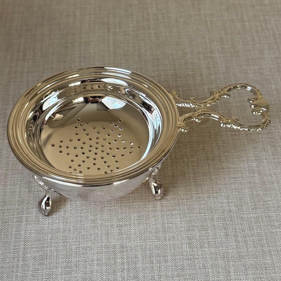 イタリア製 猫脚 シルバープレート ティーストレーナー Greggio