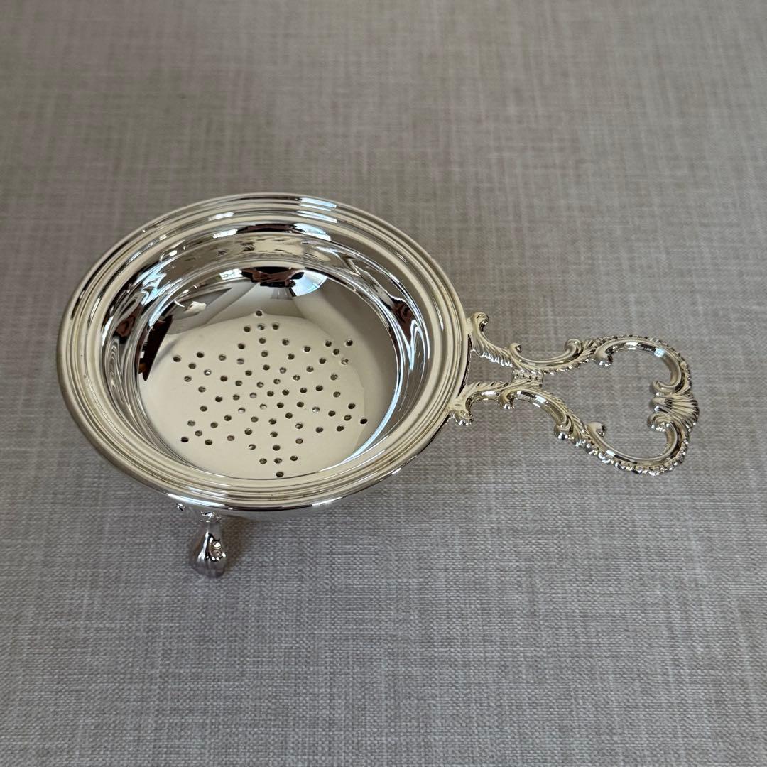 イタリア製 猫脚 シルバープレート ティーストレーナー Greggio