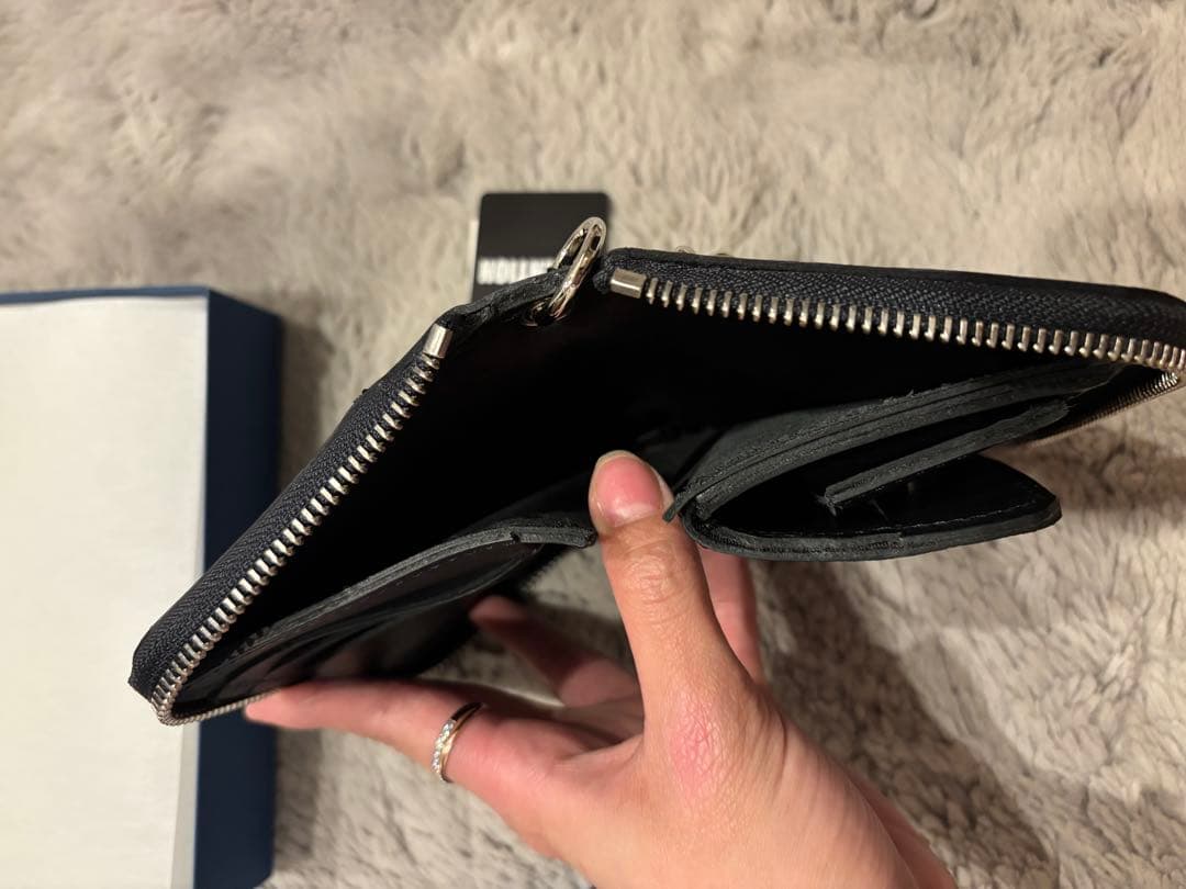 【美品】箱タグありTMT INDIGO LEATHER STADS WALLET