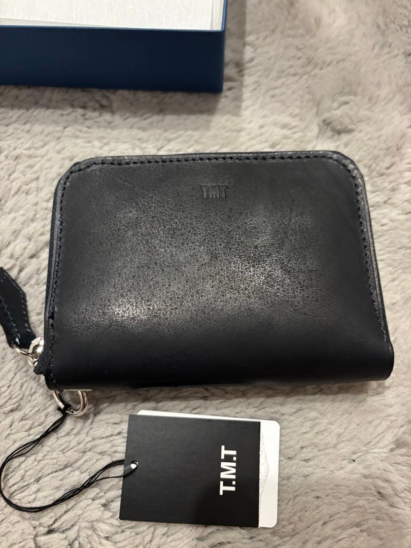 【美品】箱タグありTMT INDIGO LEATHER STADS WALLET
