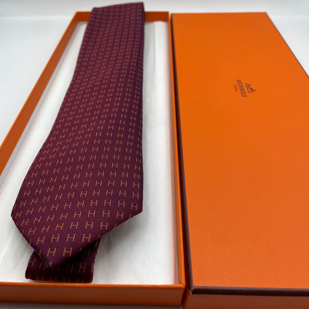 ✨極美品✨HERMES ネクタイ 近年モデル H織 ファソネH 高級 シルク