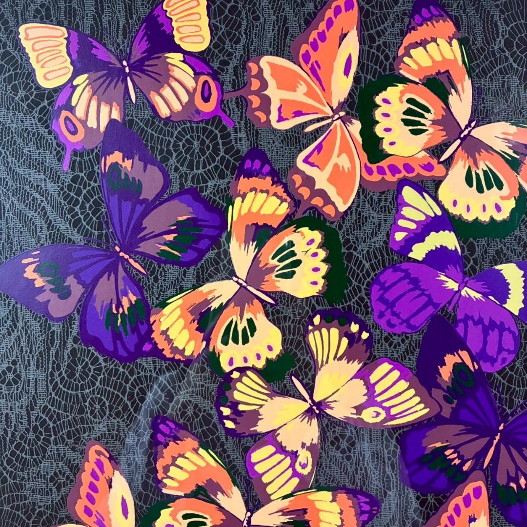 美品 森英恵「蝶シリーズ 飛翔」シルクスクリーン 直筆サイン入り 証明シール有