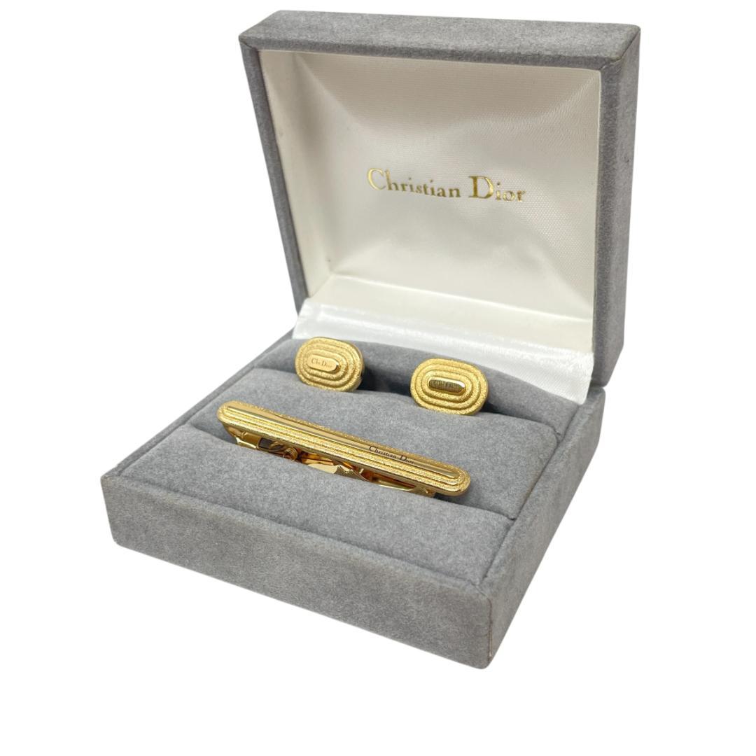 美品 箱付 80s ディオール ネクタイピン カフス ドイツ刻印 ゴールド