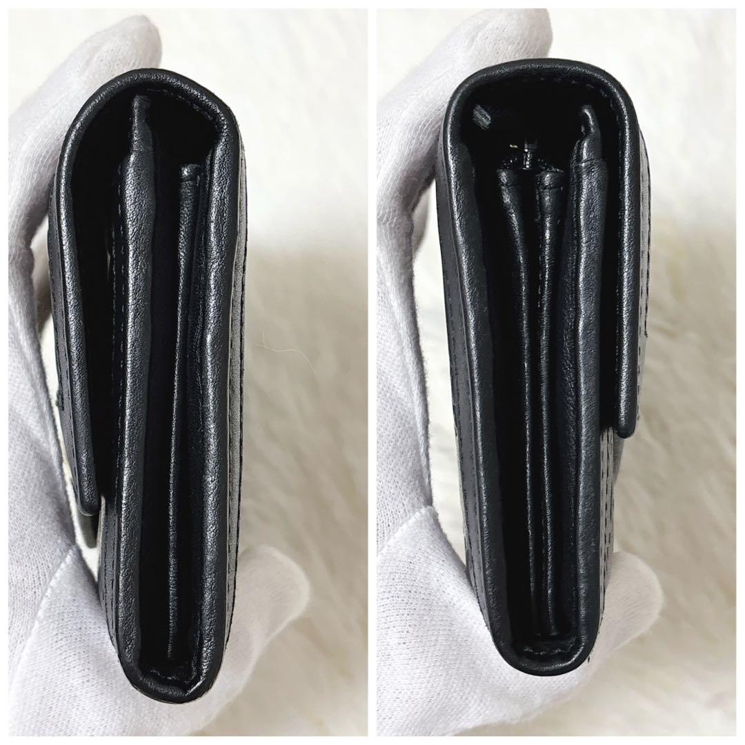 美品✨GUCCI シマ インターロッキング フラップ ブラック 長財布