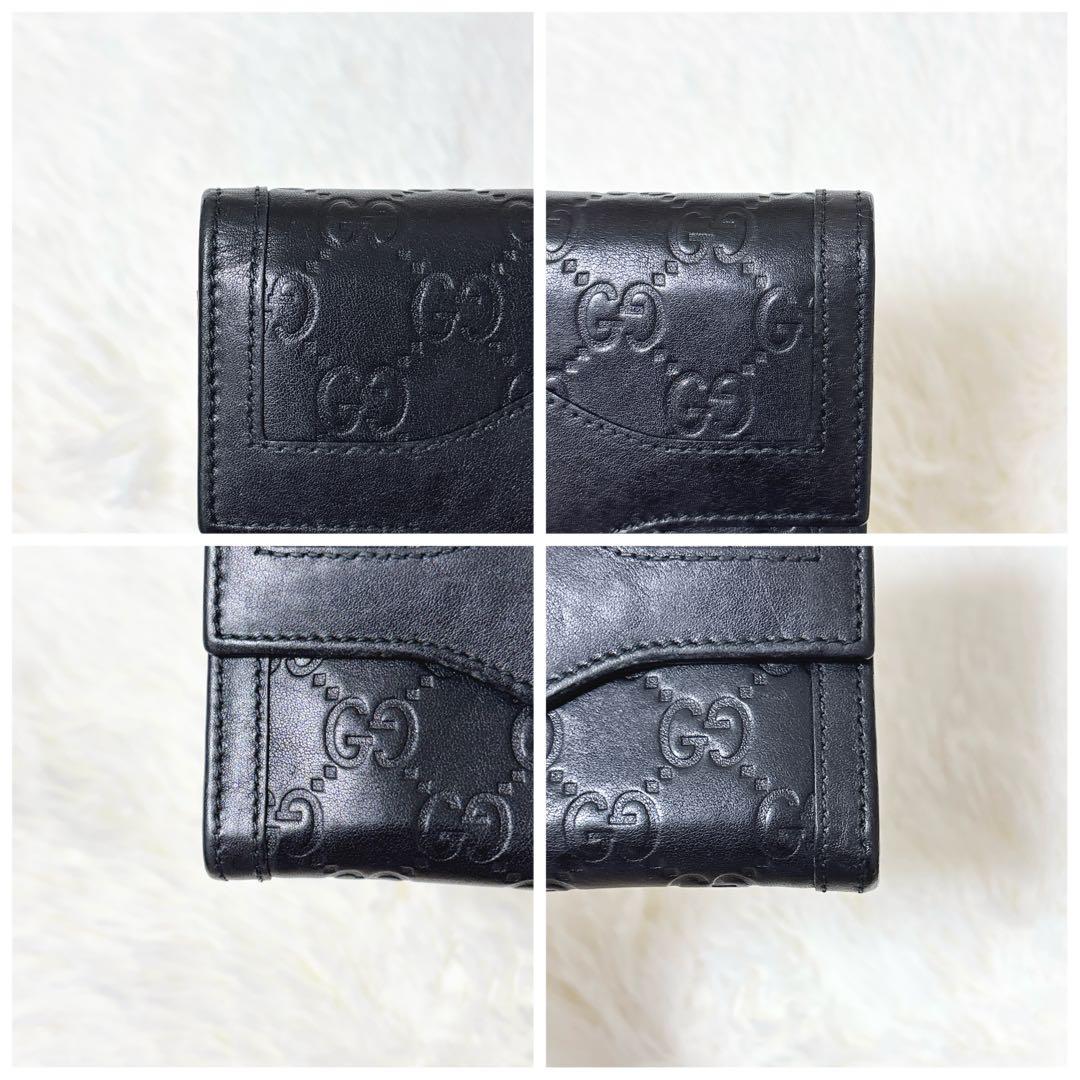 美品✨GUCCI シマ インターロッキング フラップ ブラック 長財布