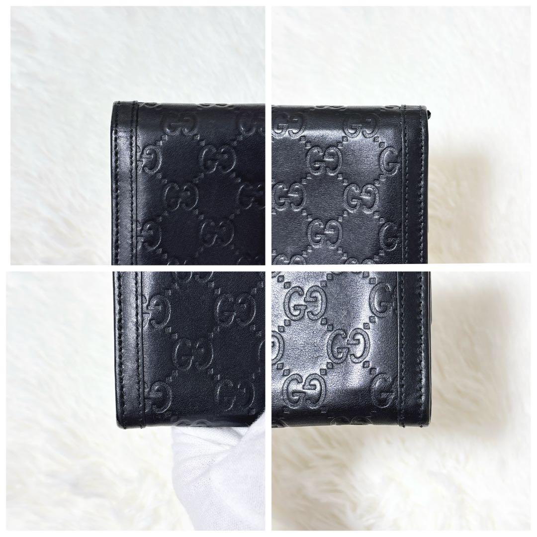 美品✨GUCCI シマ インターロッキング フラップ ブラック 長財布