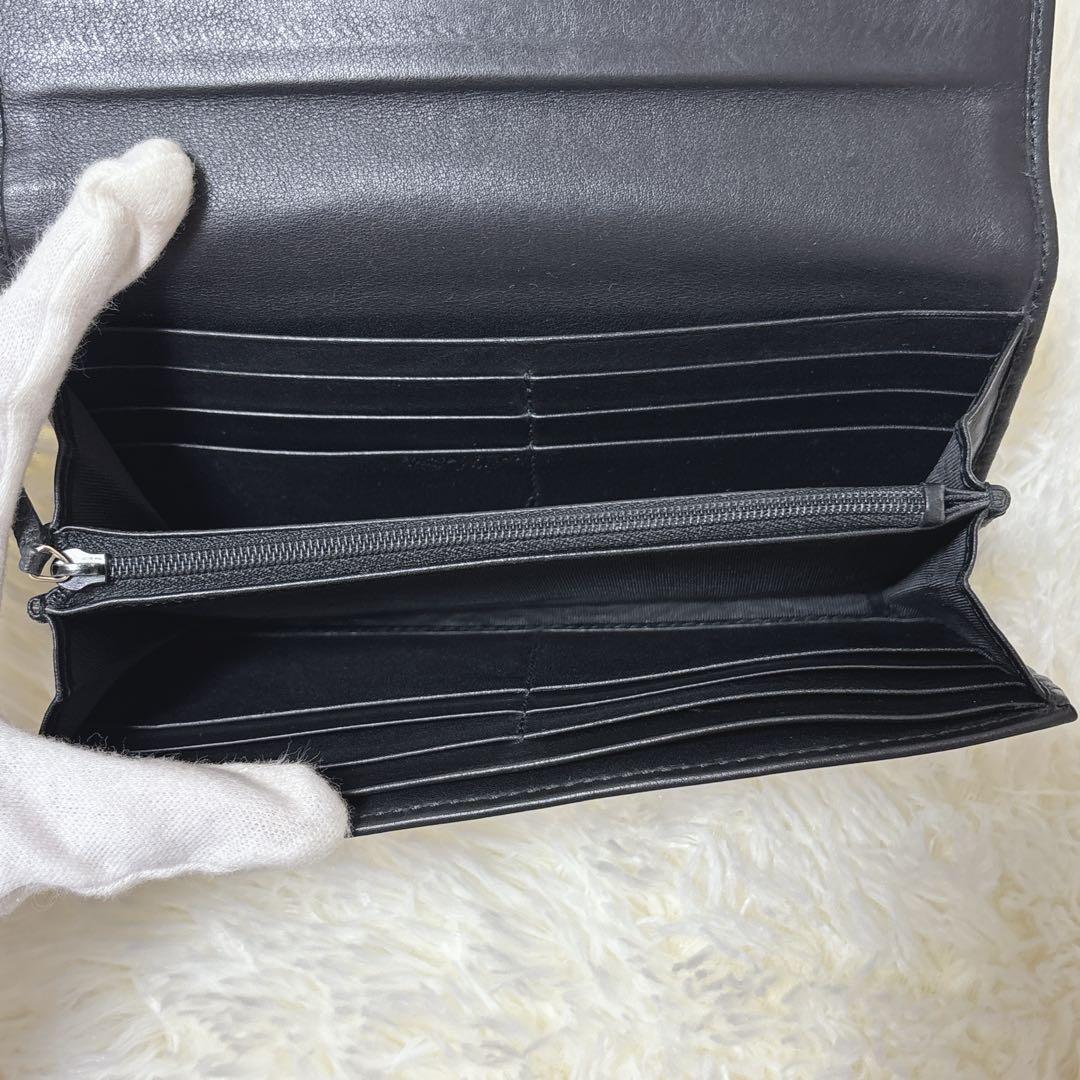 美品✨GUCCI シマ インターロッキング フラップ ブラック 長財布