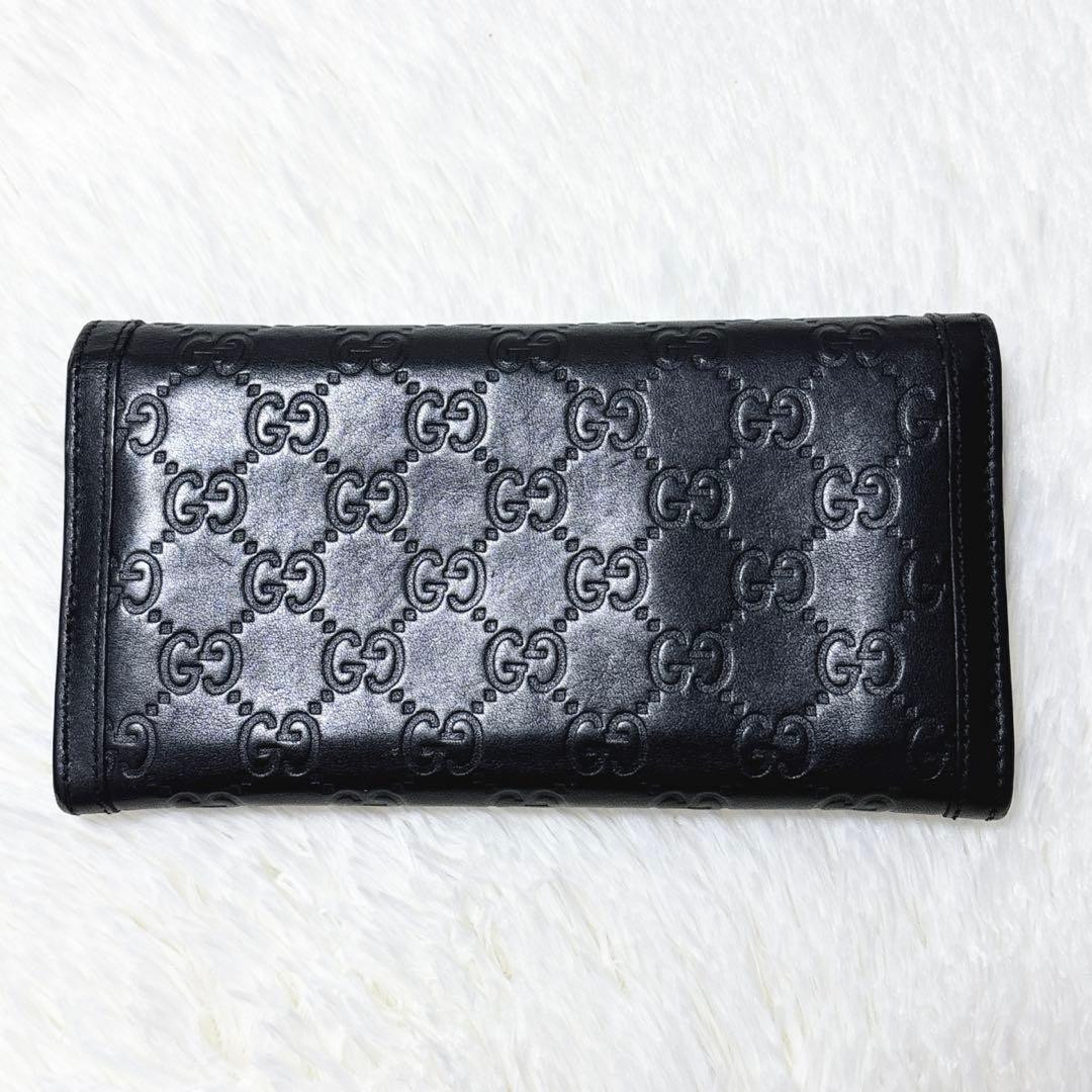 美品✨GUCCI シマ インターロッキング フラップ ブラック 長財布