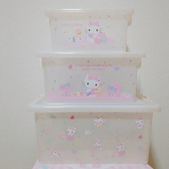 サンリオ　キティ　キラキラ　フタ付き　収納ケース　S M L 3点セット　激レア