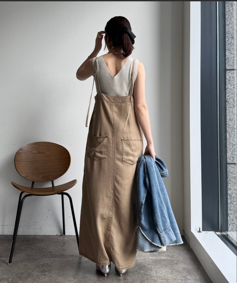 【タグなし新品】リヨセルデニムジャンスカベージュ38