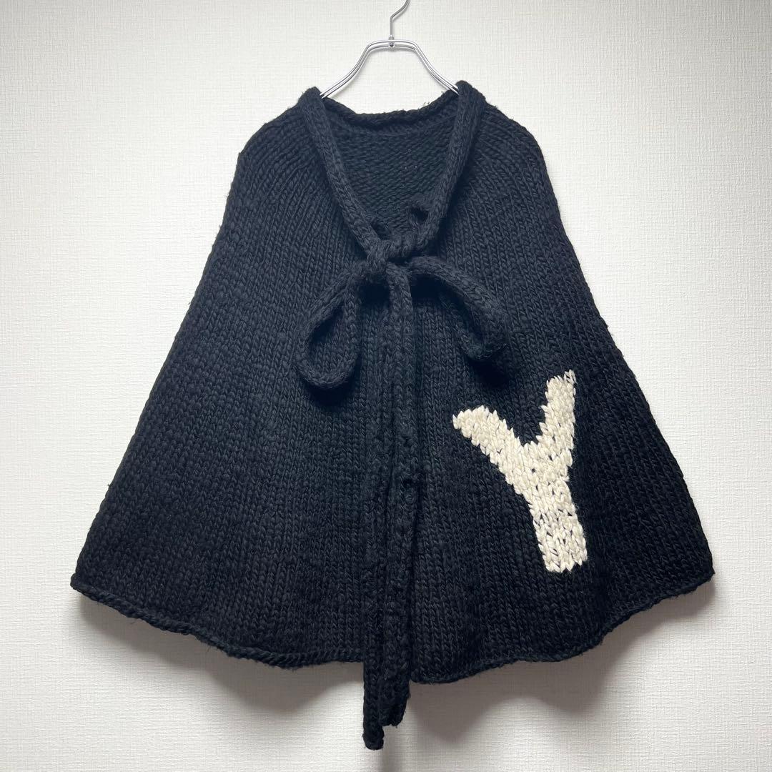 【希少】ワイズ ヨウジヤマモト Yロゴ ローゲージニットポンチョ ケープ 編込み