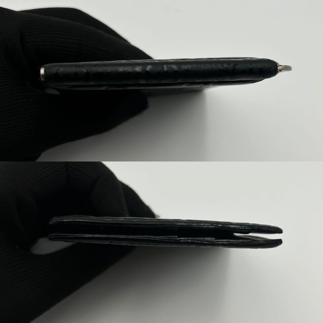 希少✨ GUCCI グッチ マネークリップ GG シマレザー 二つ折り ブラック