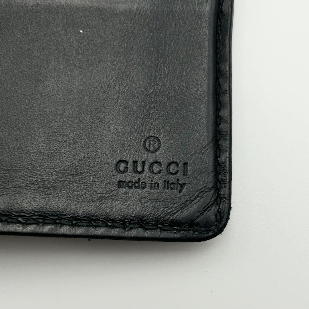 希少✨ GUCCI グッチ マネークリップ GG シマレザー 二つ折り ブラック