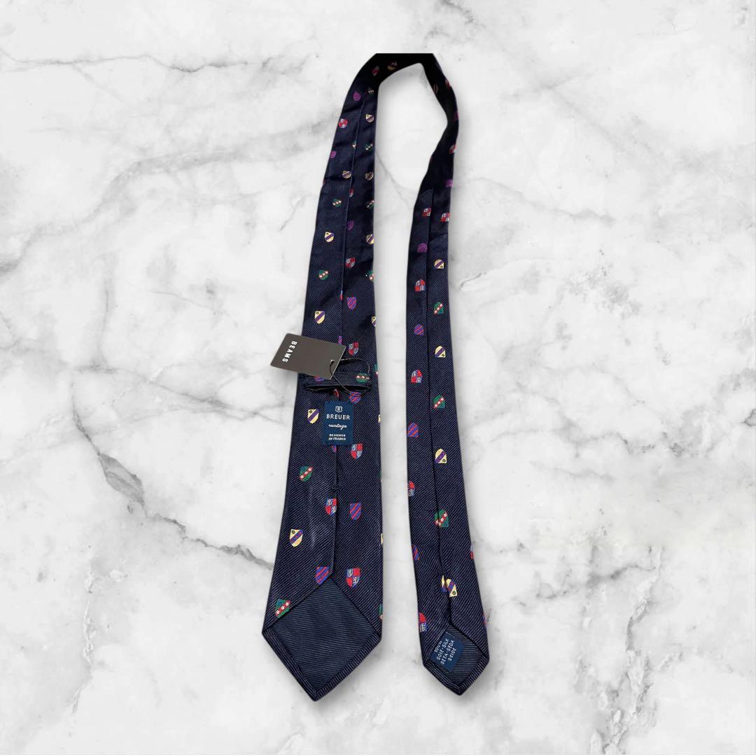 BREUER ネクタイ　紺　トラッド　クレスト紋章　タグ付き