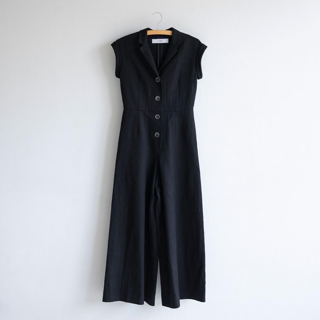 伊藤まさこお勧めSaqui♡リネンブラックノースリーブオールインワン38日本製