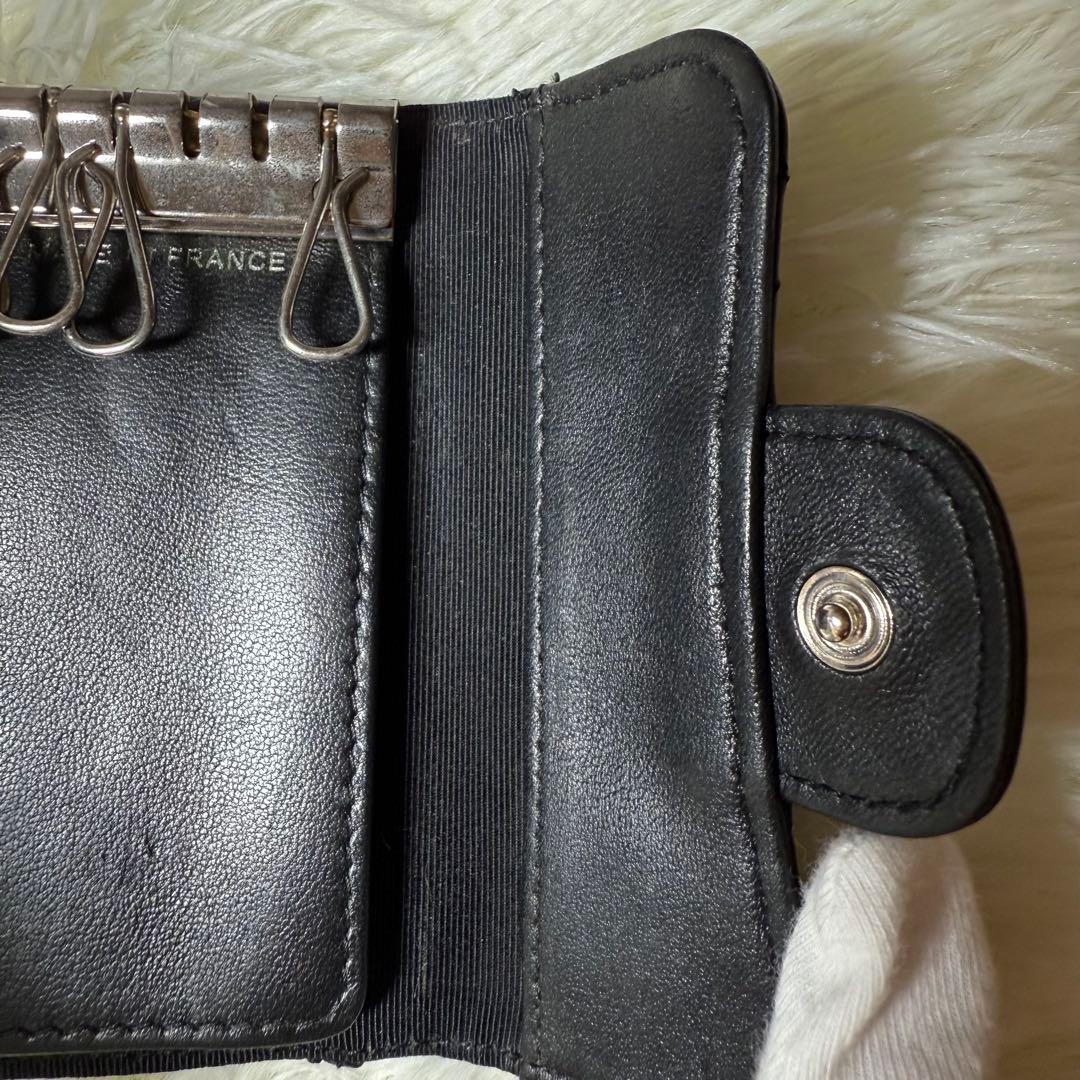 CHANEL シャネル 4連ブラック キーケース カードポケット有り