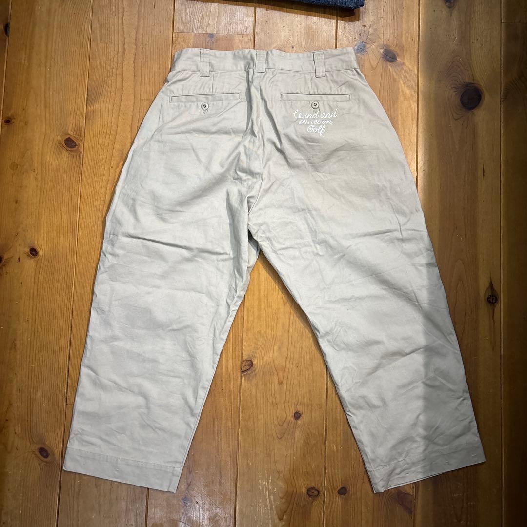 マルボンゴルフwind and sea ベージュ刺繍入りワイドチノパンツ