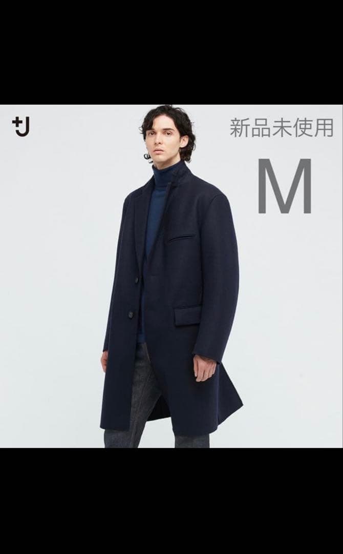 UNIQLO +J ウールブレンドチェスターコート ネイビー　M