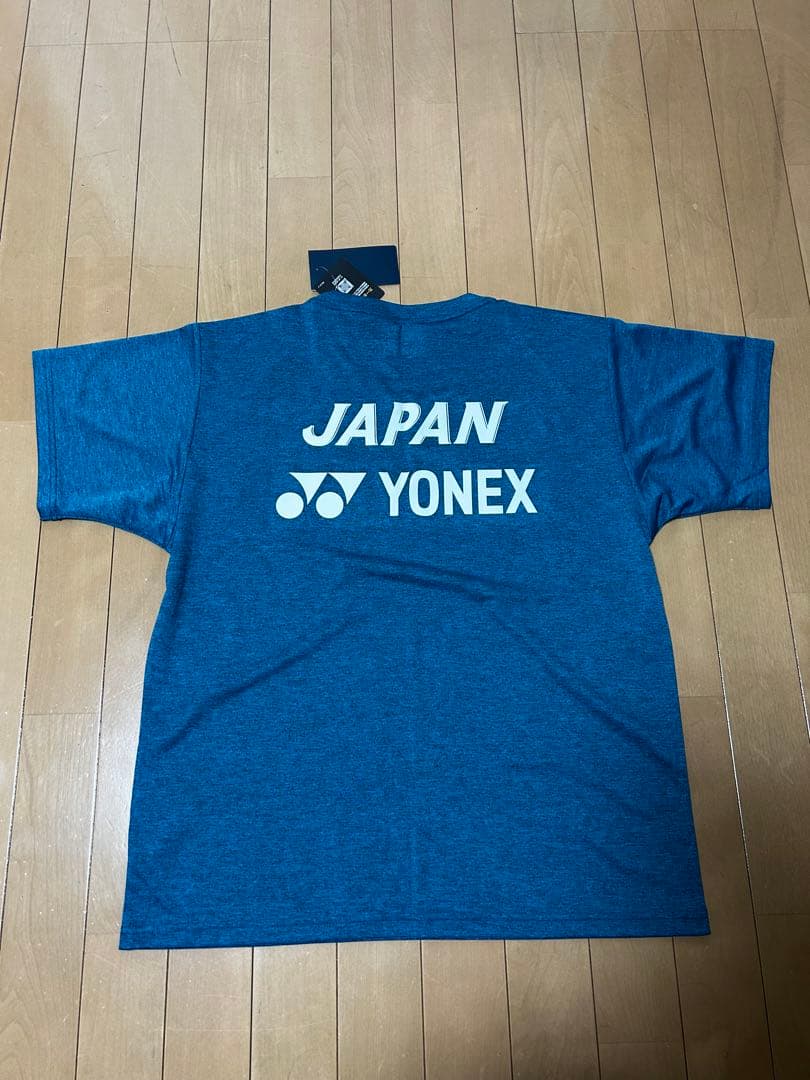 YONEX バドミントンシャツ 青 日本国旗付き
