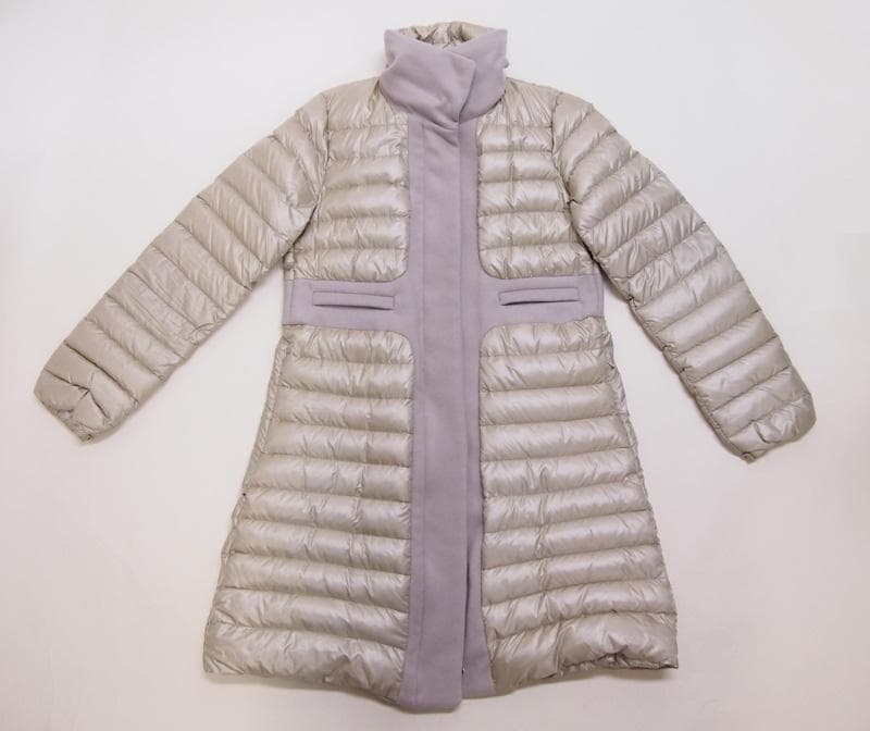 マレーラMARELLA ロングダウンコート（44）ベージュ 異素材使いがおしゃれ