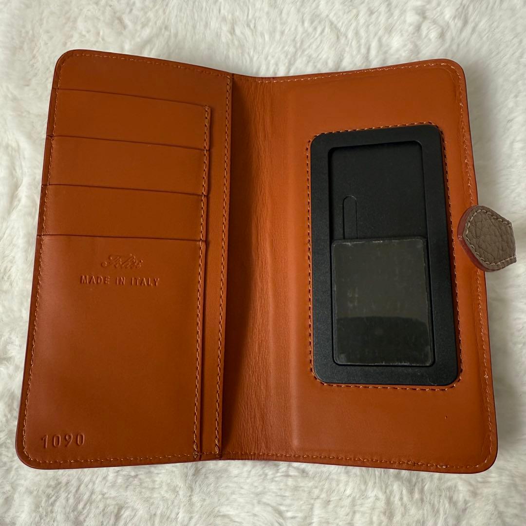 美品 フェリージ 1090 スマホケース レザー ベージュ