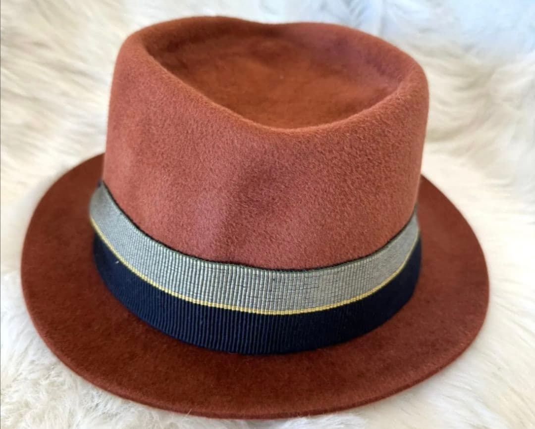 ボルサリーノ フェルトハット☆ポークパイ☆赤茶☆58☆イタリア製
