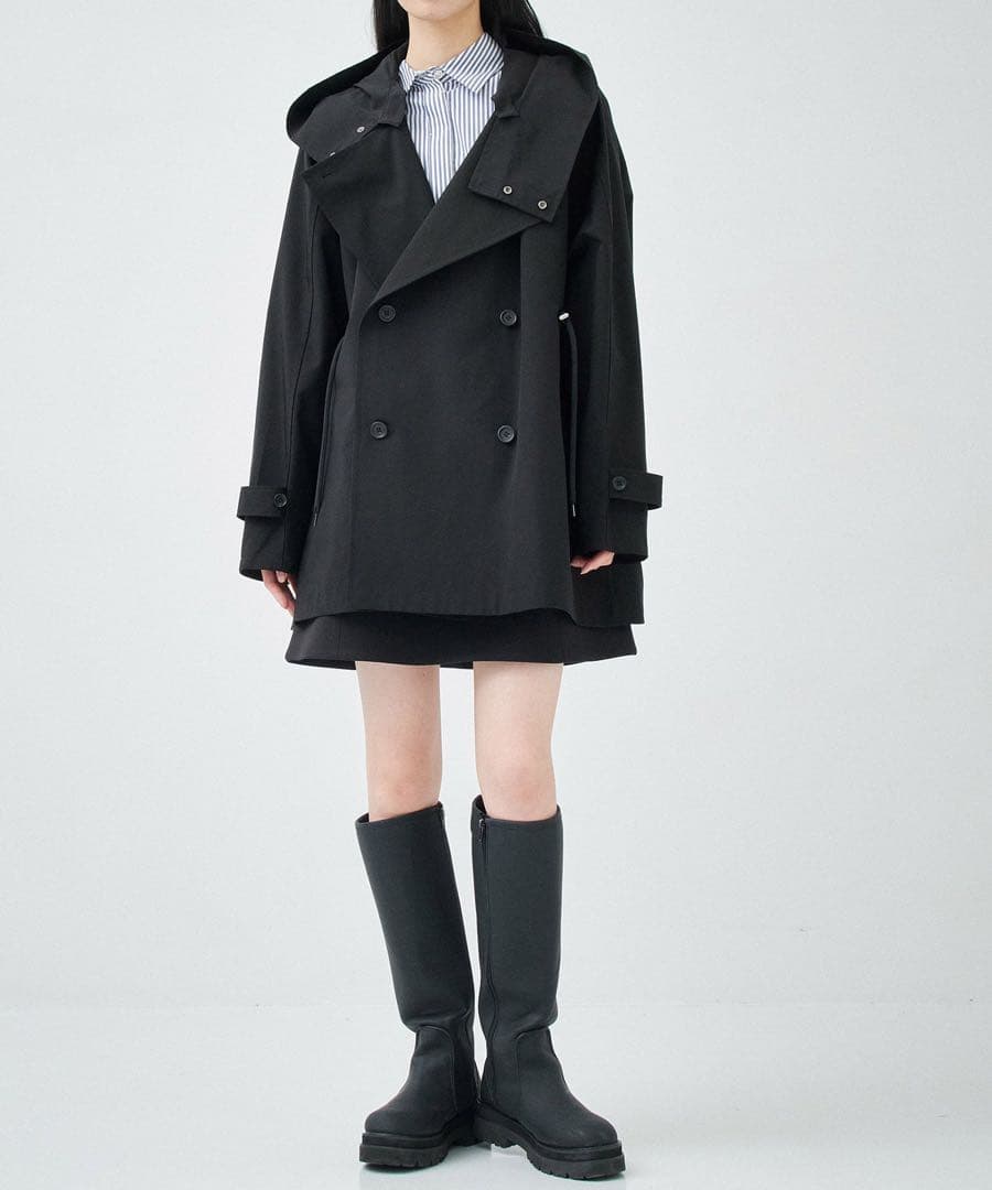 ヴァシュモン　リサイクルシェルタフタショートトレンチ　ブラック