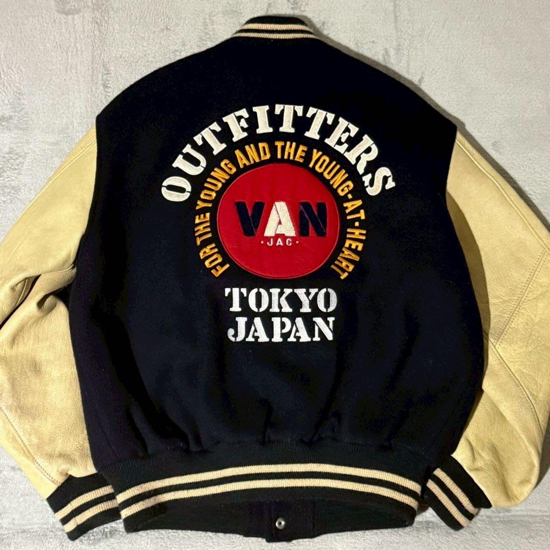 VAN JAC ヴァンヂャケット フルデコ スタジャン レザー切替 Lサイズ