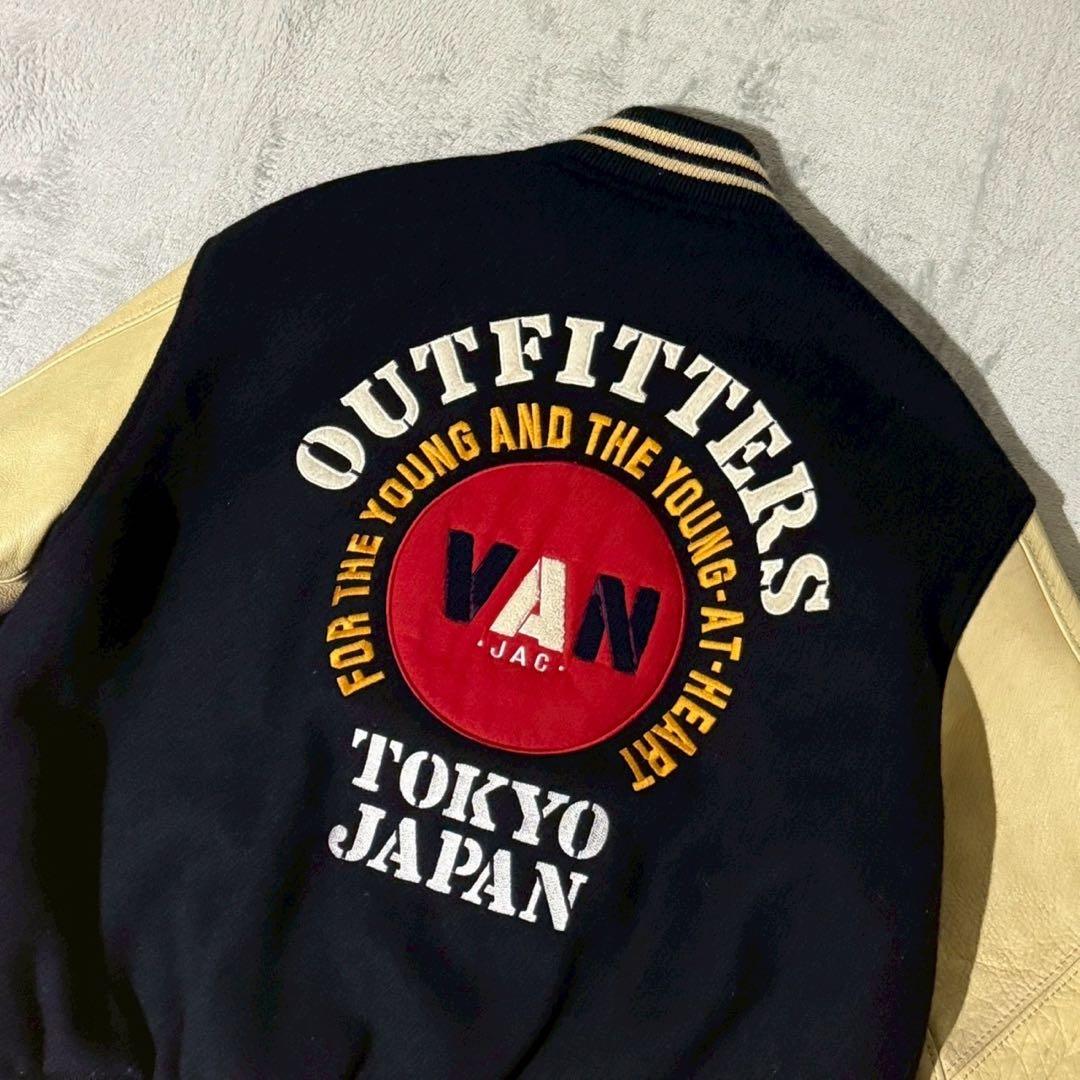 VAN JAC ヴァンヂャケット フルデコ スタジャン レザー切替 Lサイズ