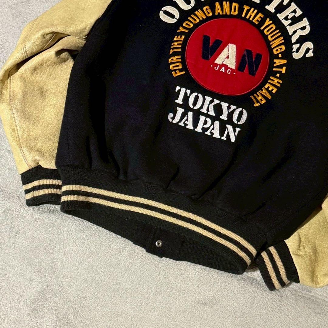 VAN JAC ヴァンヂャケット フルデコ スタジャン レザー切替 Lサイズ