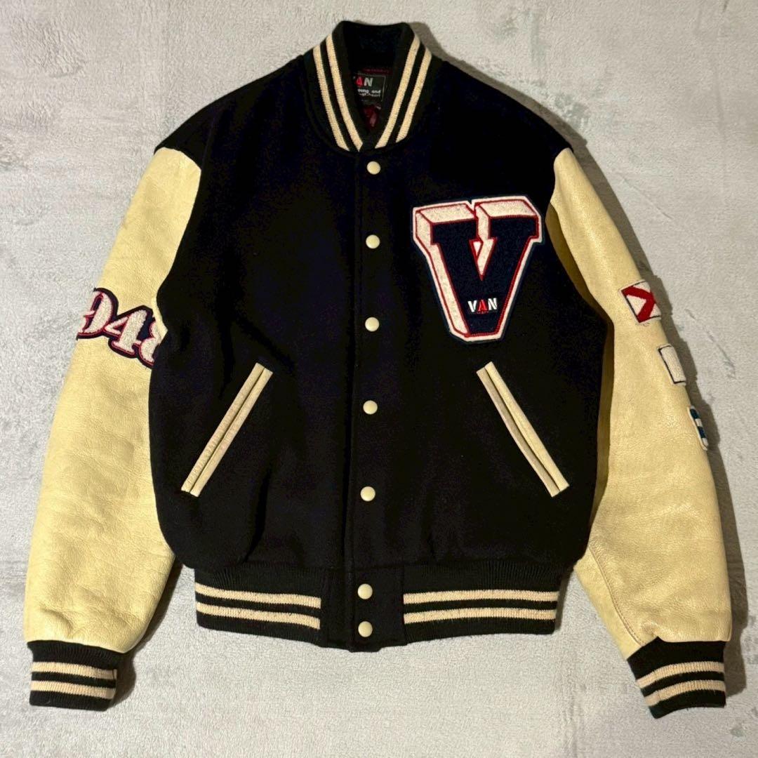 VAN JAC ヴァンヂャケット フルデコ スタジャン レザー切替 Lサイズ