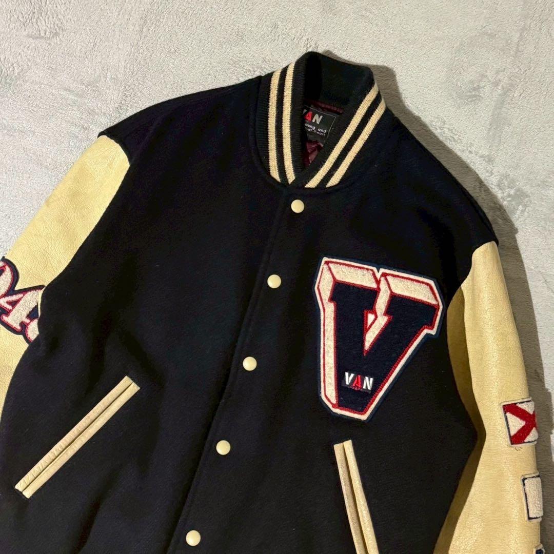 VAN JAC ヴァンヂャケット フルデコ スタジャン レザー切替 Lサイズ