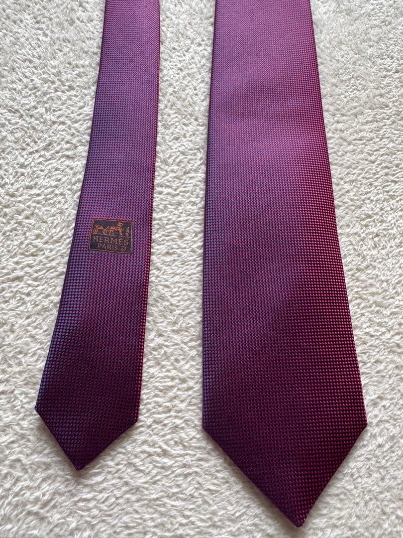 【新品】HERMES エルメス ネクタイ 極美品 ローズ レッド パープル 赤紫
