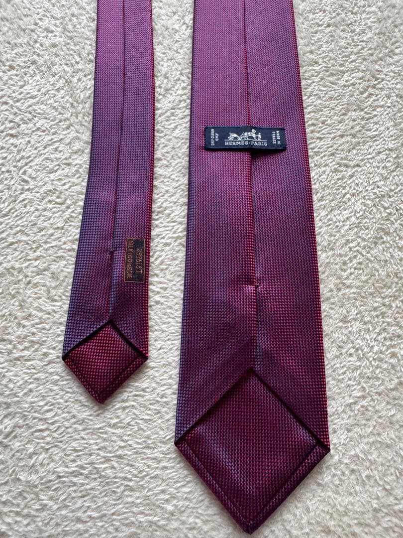 【新品】HERMES エルメス ネクタイ 極美品 ローズ レッド パープル 赤紫