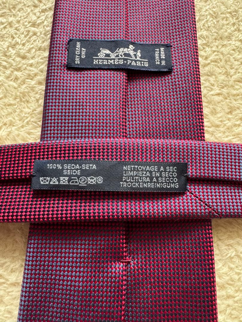 【新品】HERMES エルメス ネクタイ 極美品 ローズ レッド パープル 赤紫
