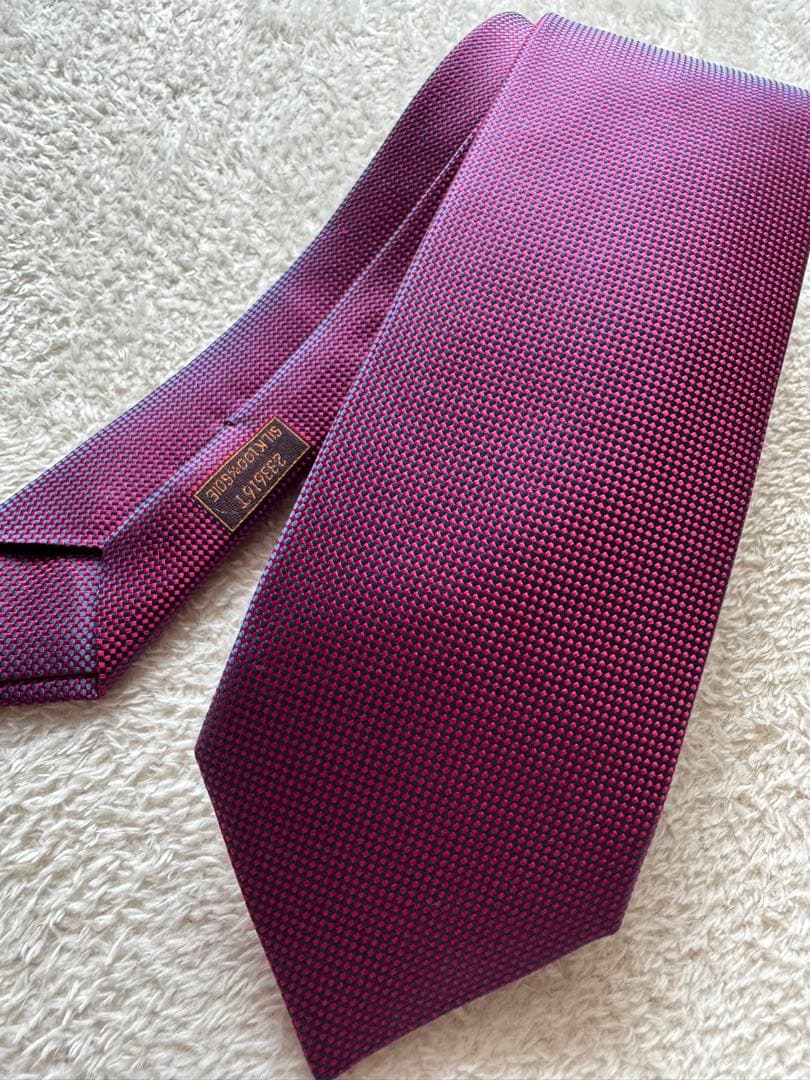 【新品】HERMES エルメス ネクタイ 極美品 ローズ レッド パープル 赤紫