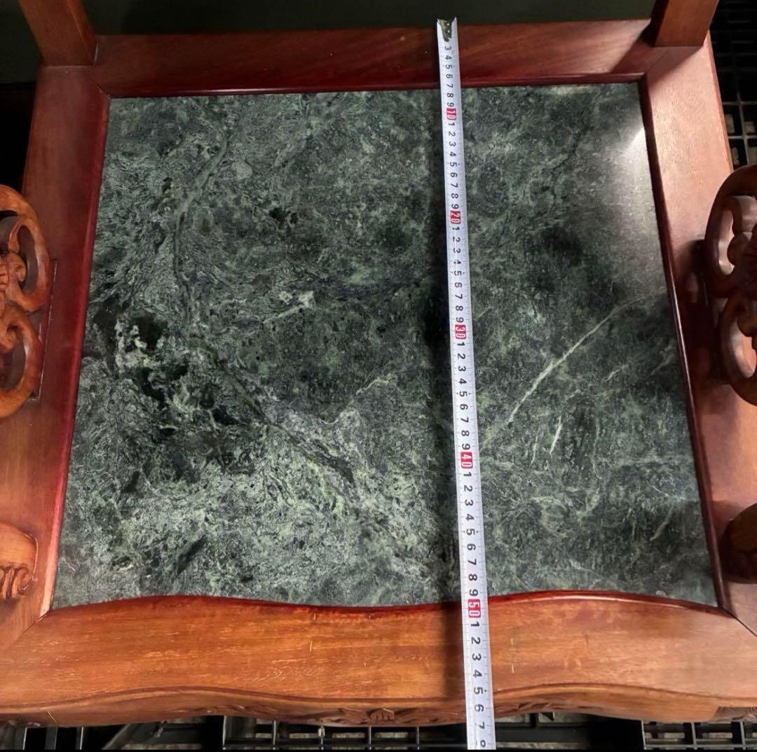 ③ 大理石椅子 手彫り 当時物家具 座緑 中国家具 アンティーク