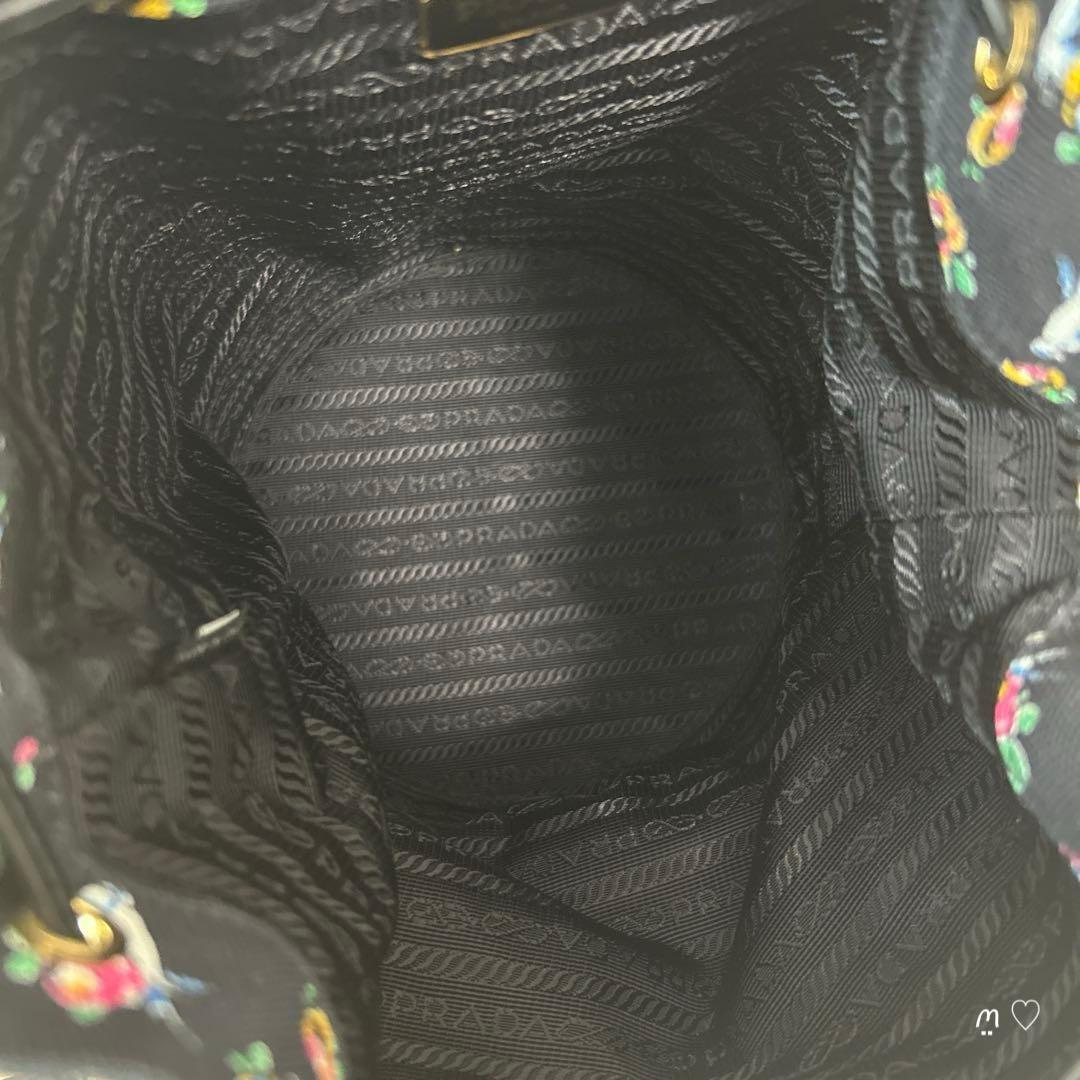 PRADAプラダ　プラージュバケットバッグ1BE04　ハンドショルダー　フラワー