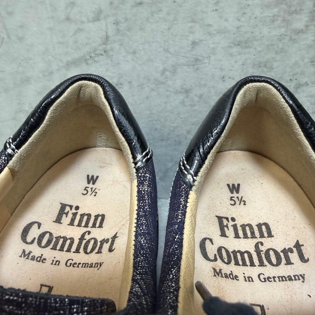 ドイツ製 フィンコンフォート コンフォートシューズ　サイドジップ 外反母趾 紺