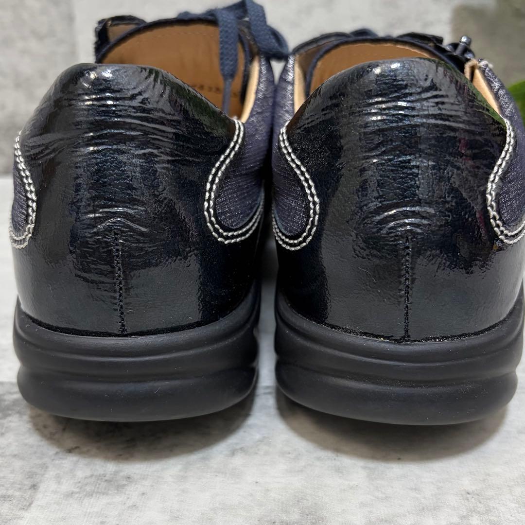 ドイツ製 フィンコンフォート コンフォートシューズ　サイドジップ 外反母趾 紺