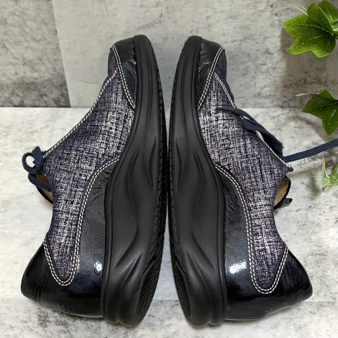 ドイツ製 フィンコンフォート コンフォートシューズ　サイドジップ 外反母趾 紺