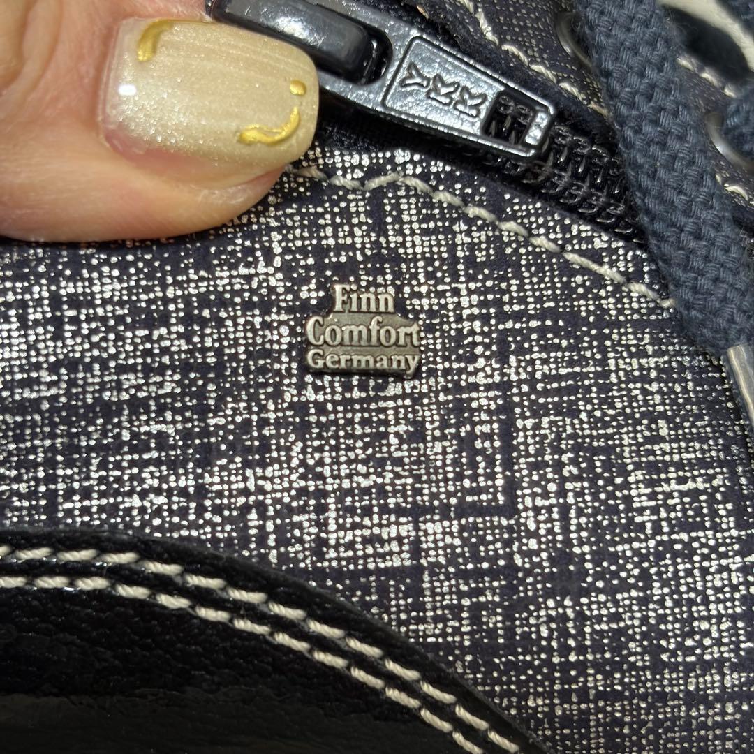 ドイツ製 フィンコンフォート コンフォートシューズ　サイドジップ 外反母趾 紺