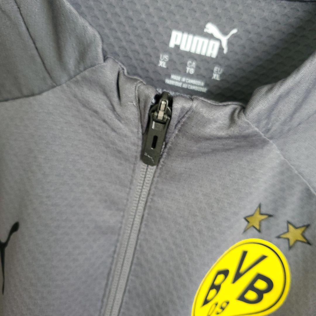 プーマ　ドルトムント　ロングスリーブ　ハーフジップ　ゲームシャツ　長袖 グレー