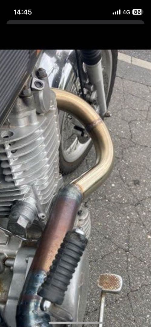 ちりちりsr400 アップマフラーワンオフ　チョッパー　vmx モトクロス